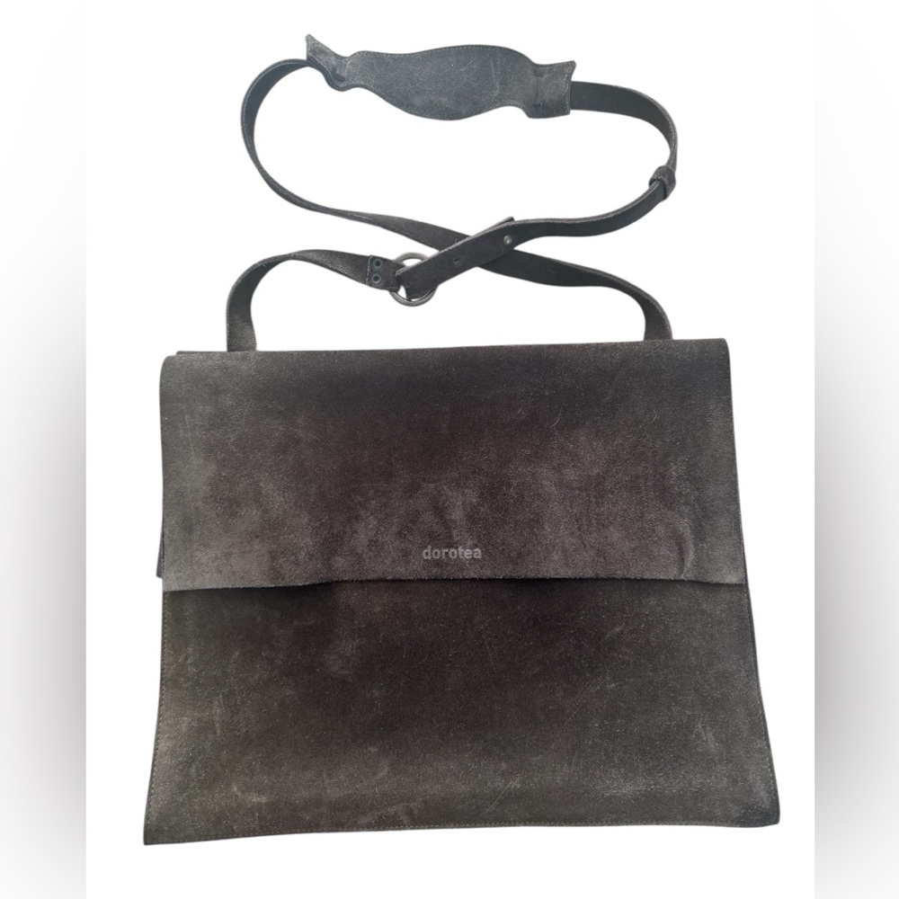 Dorotea Chocolate Brown Suede Satchel Messenger Bag Large Crossbody Purse